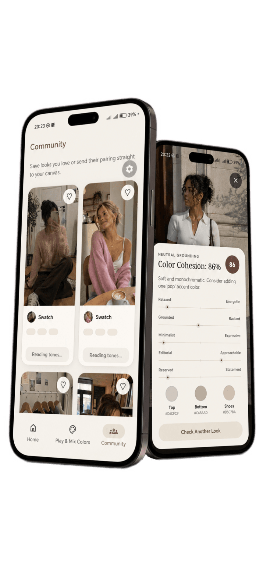 HueMousse app shown on two phones